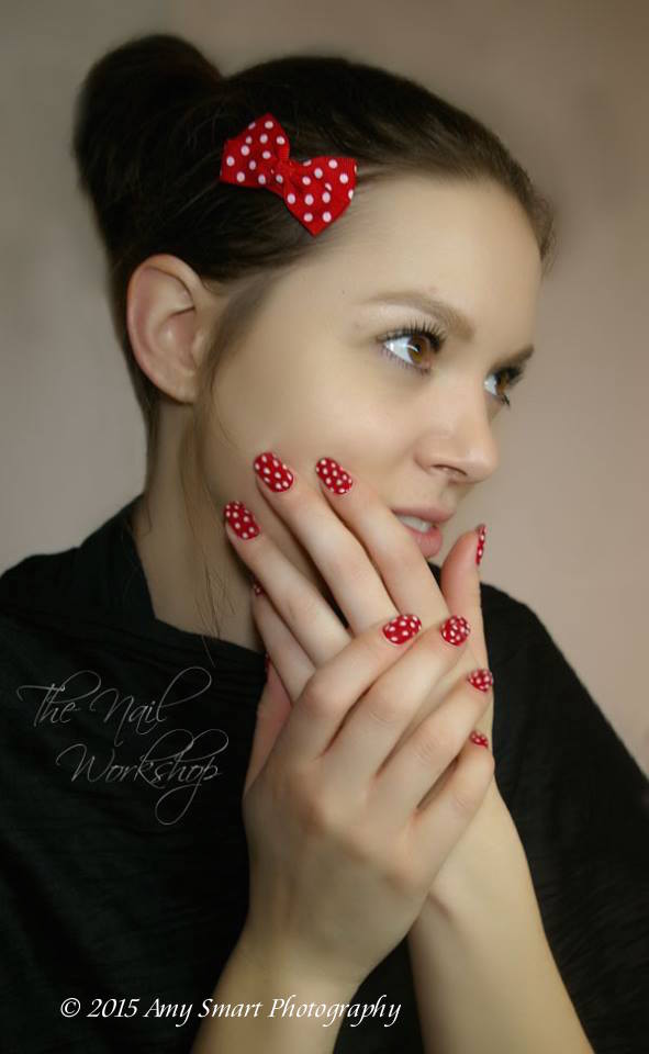 Valenties Gelish Red and White Dots